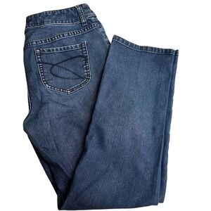 Chicos Platinum Denim Jeans Women's Size 8 Short Dark Wash Straight‎ Leg